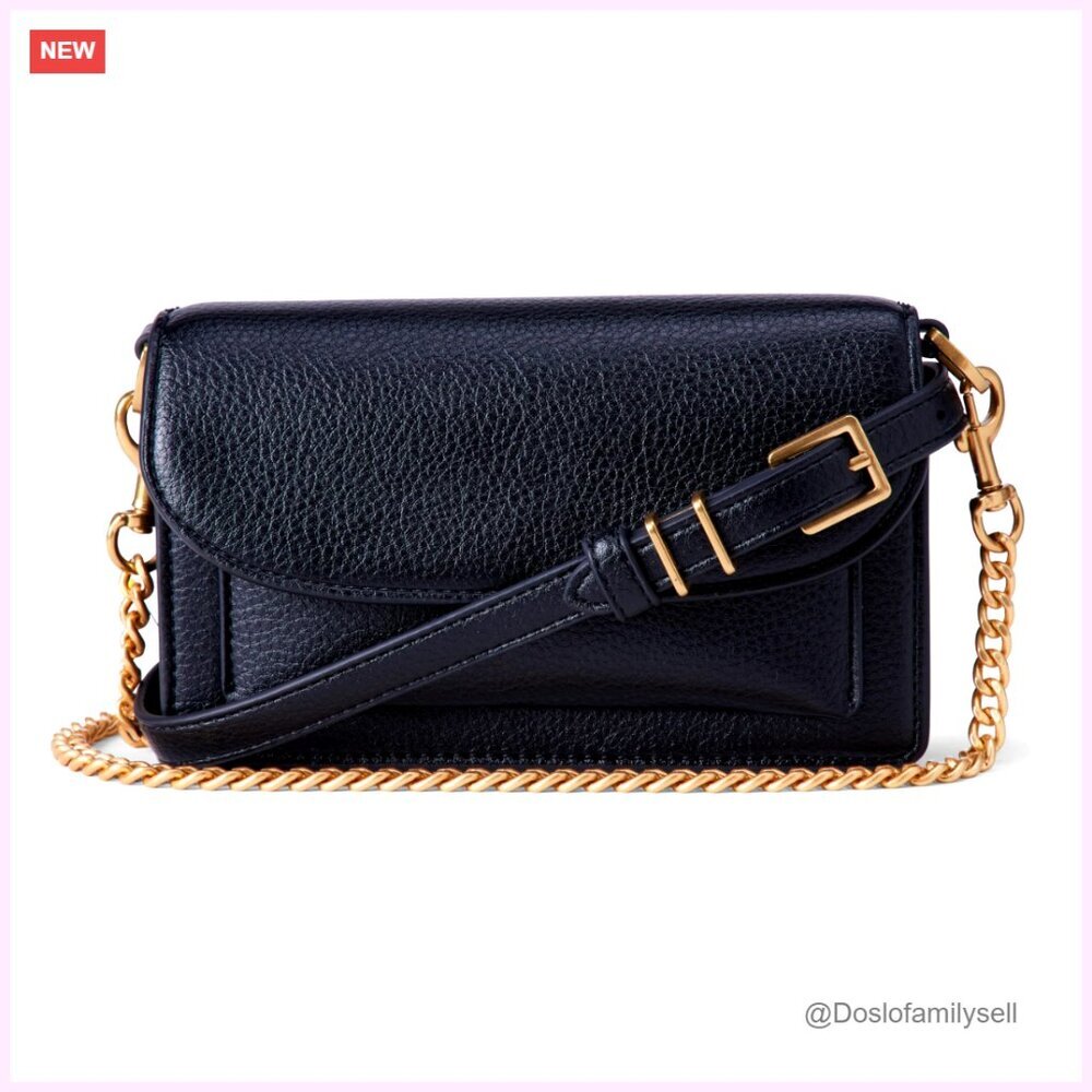 Convertible Crossbody Clutch with Interchangeable Straps, Faux Leather